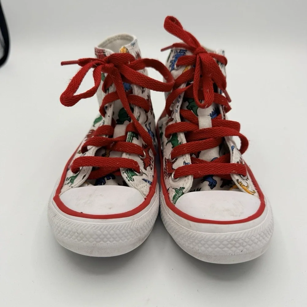 Converse Chuck Taylor All Star Kids 11 Dino High Top Sneakers Red Laces